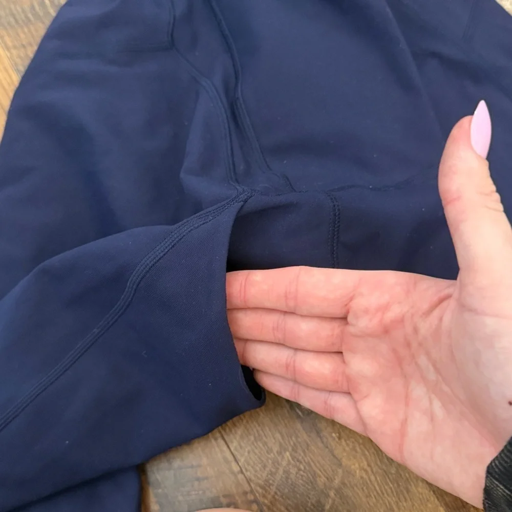 Deep Blue Fabletics Athletic Leggings Pureluxe Side Pockets size Large/XL